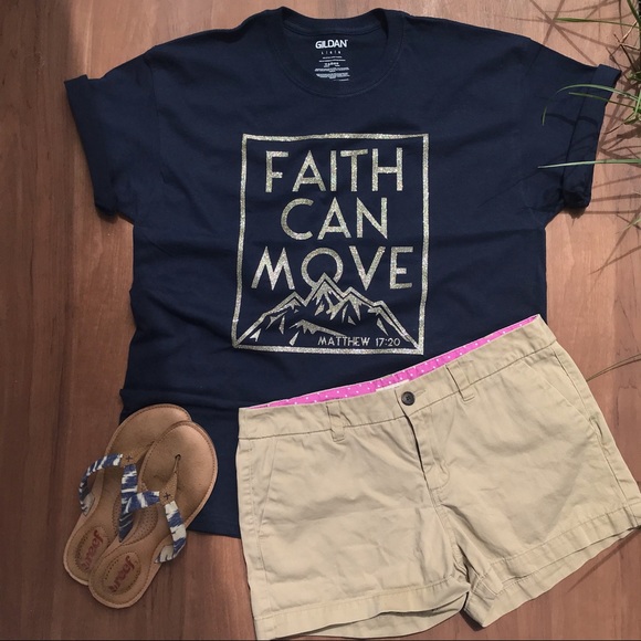 Tops - Faith Can Move Mountains Glitter Graphic Tee - L